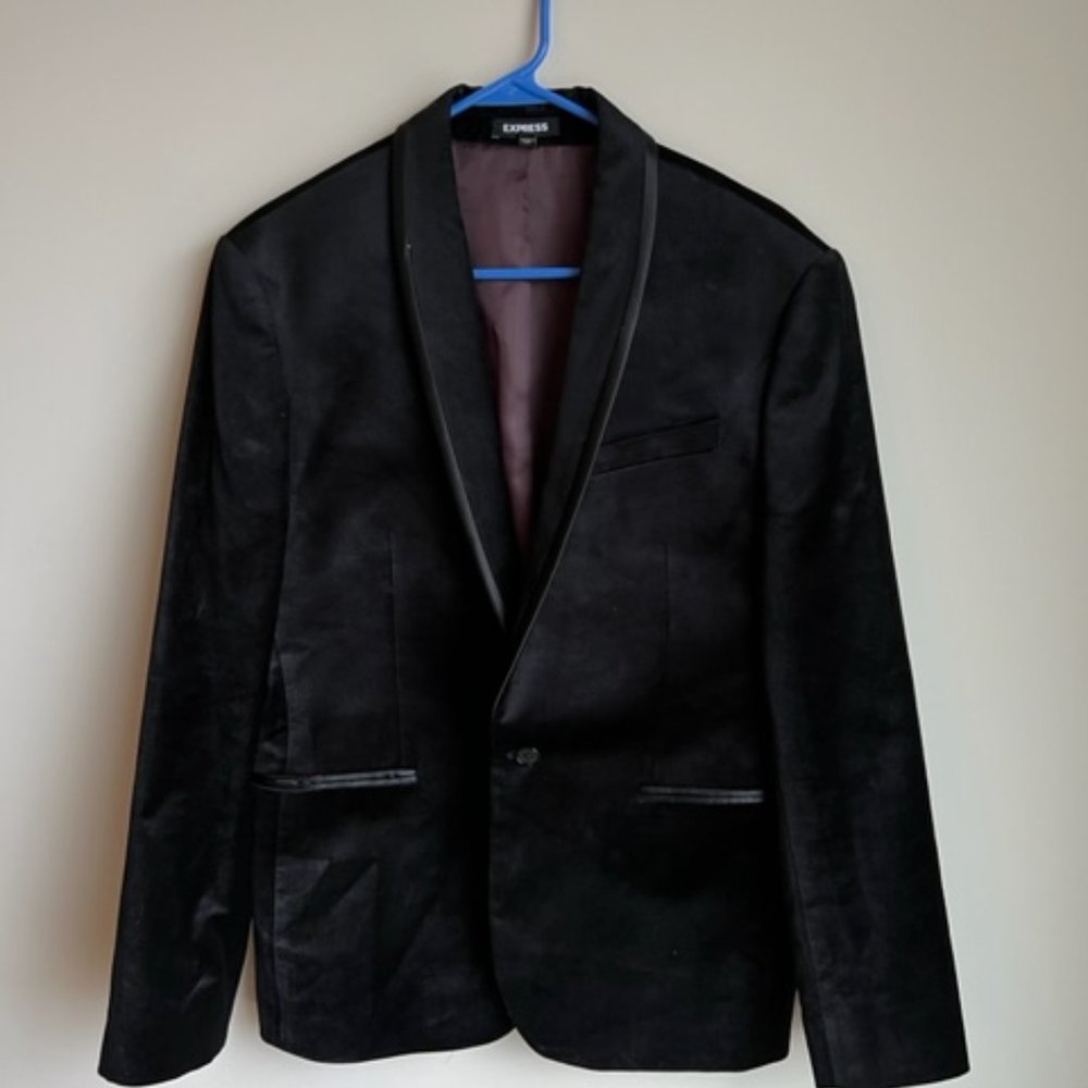 38S Express Black Velvet Blazer / Suit Jacket